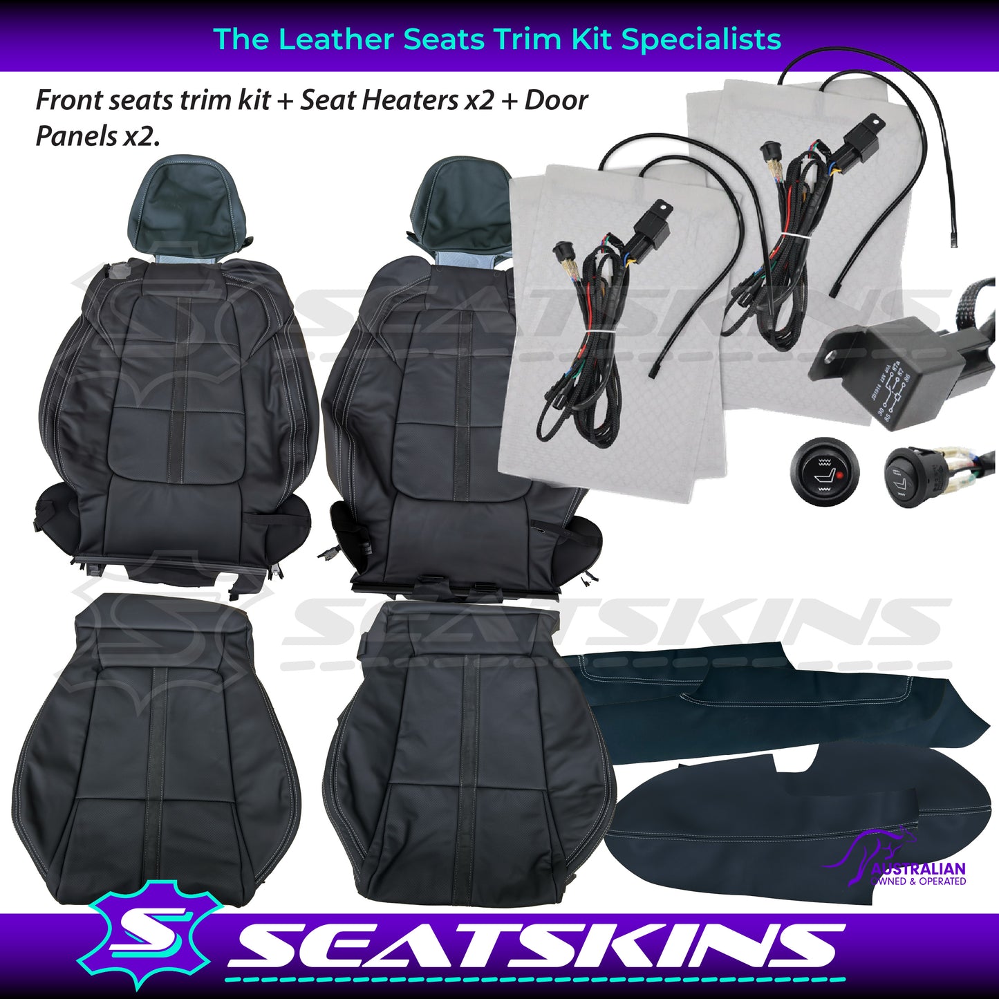 LEATHER SEATS TRIM KIT FOR VF SS/SSV/REDLINE UTE NAPPA LEATHER WITH SILVER STITCHING