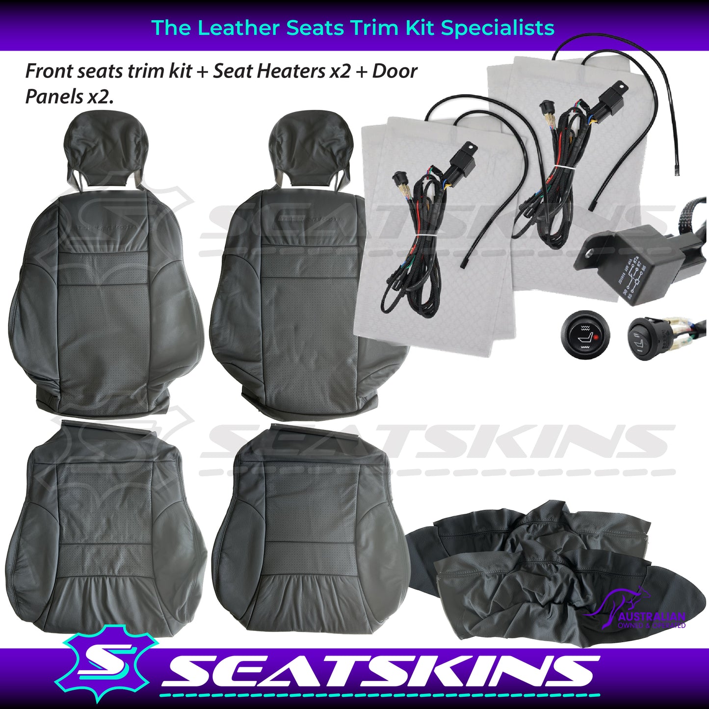LEATHER SEATS TRIM KIT FOR HSV VT SENATOR PEWTER GREY 2 SEATER