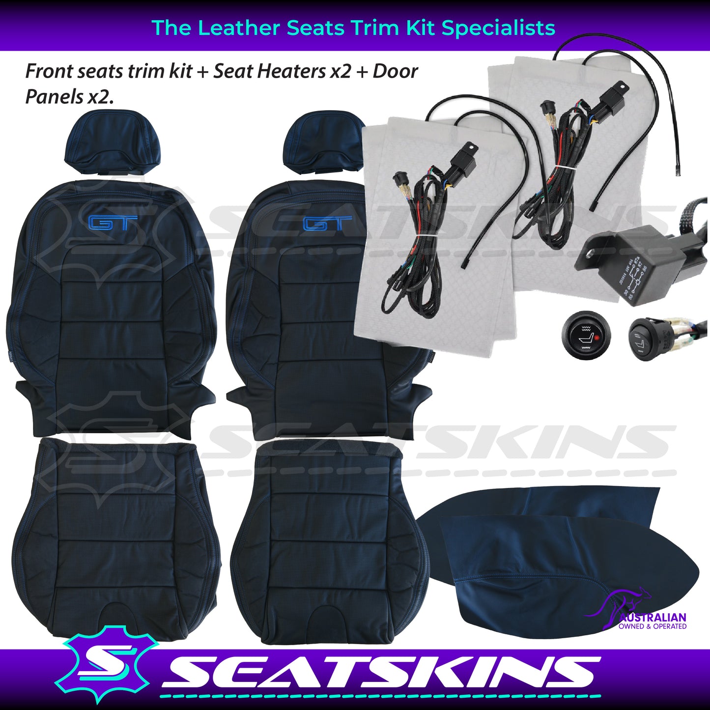 LEATHER SEATS TRIM KIT SKINS FOR FORD/FPV BA/BF GT 2 SEATER