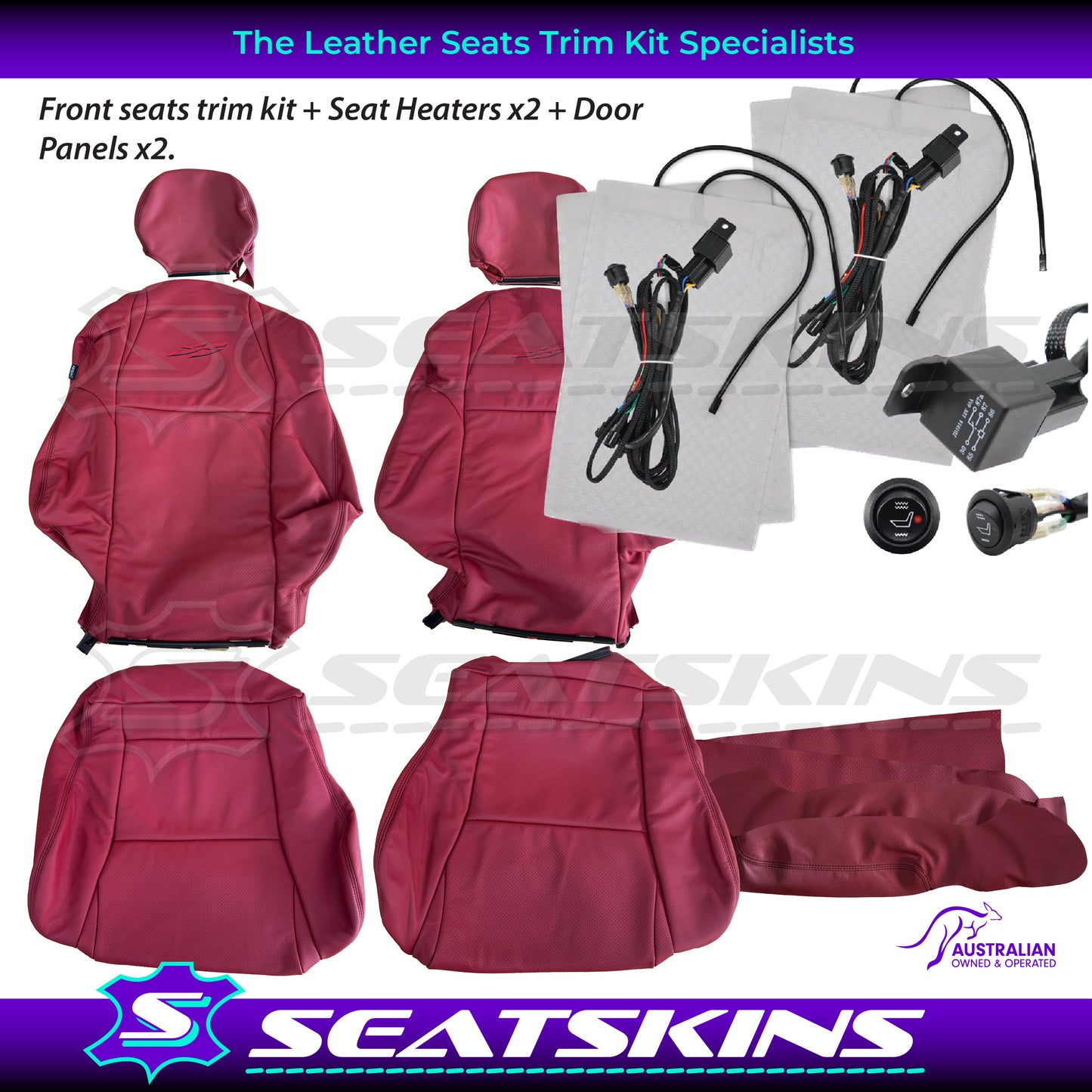 LEATHER SEATS TRIM KIT FOR HOLDEN VY S2 / VZ SS UTE RED HOT FACTORY STYLE
