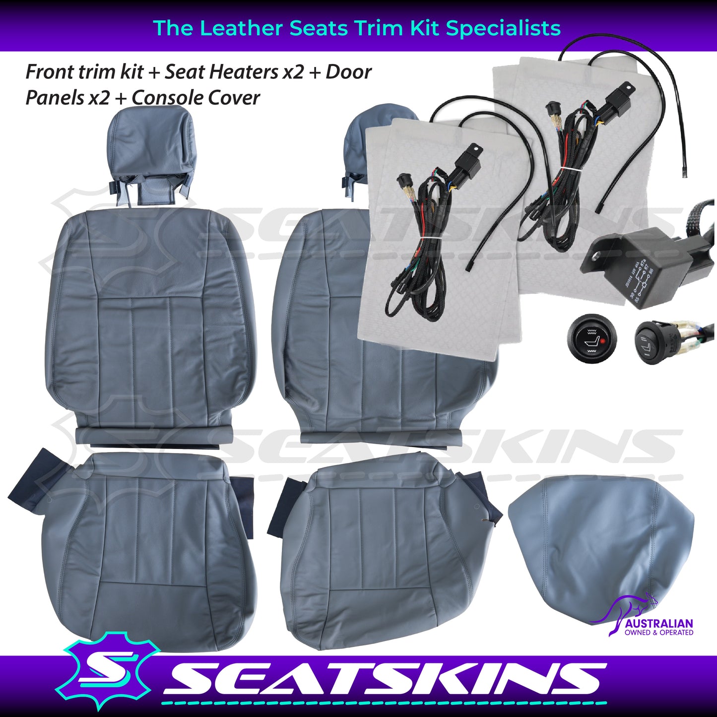 LEATHER SEATS TRIM KIT FOR TOYOTA LANDCRUISER 100 SERIES GXL GREY