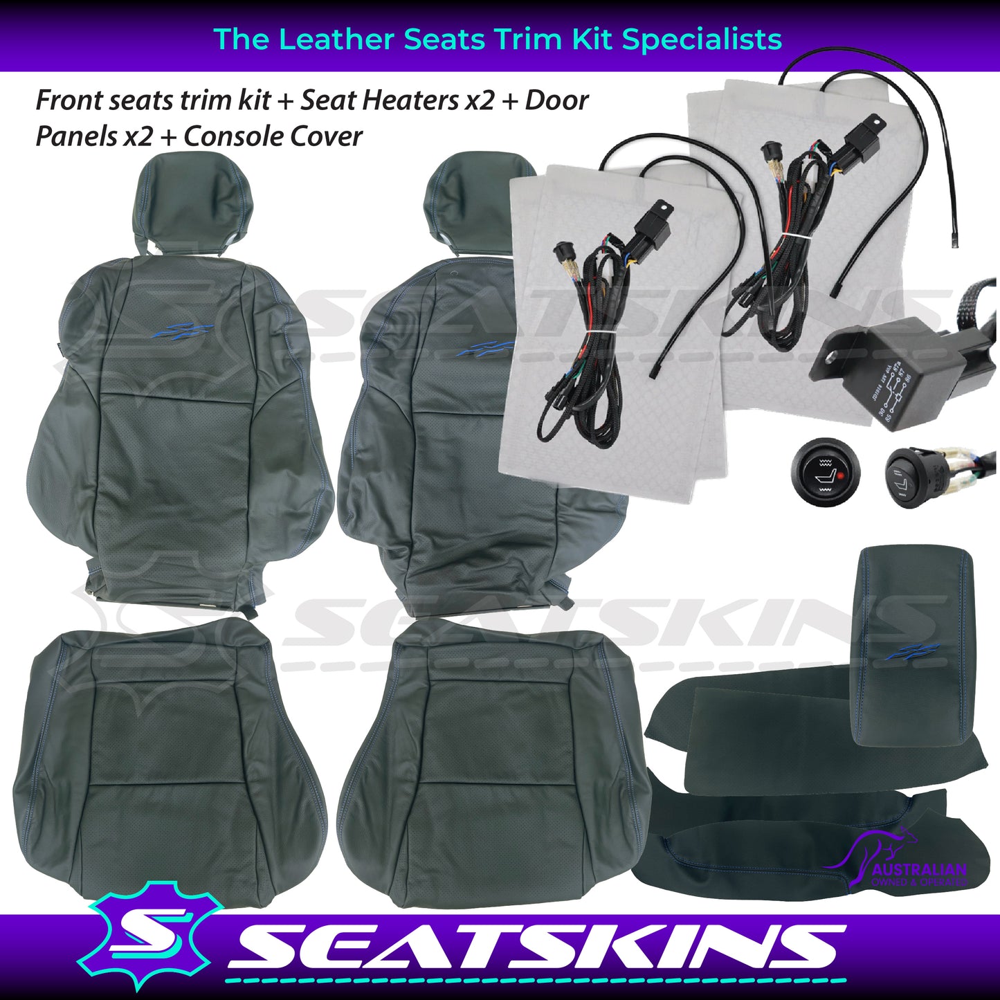 LEATHER SEATS TRIM KIT FOR VY SS SERIES 2 / VZ SS UTE CHOOSE YOUR COLOUR