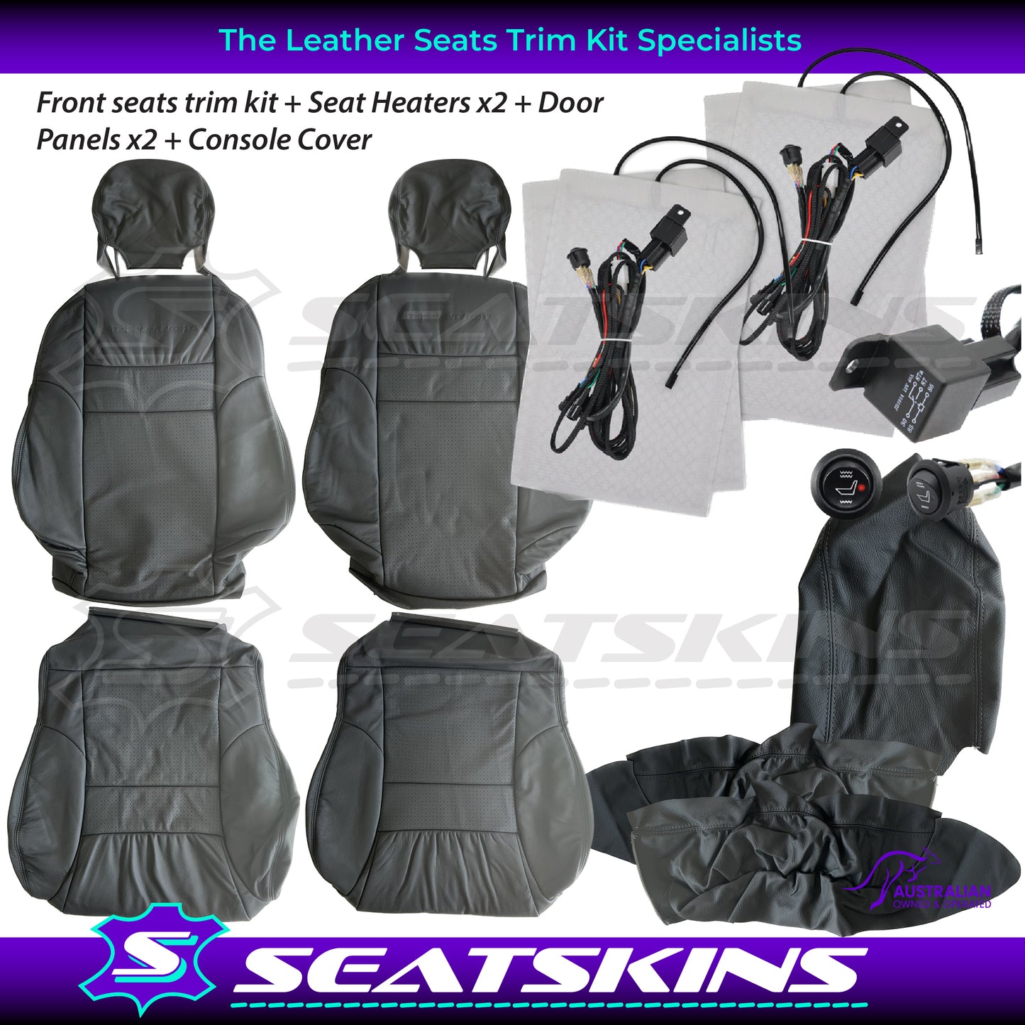 LEATHER SEATS TRIM KIT FOR HSV VT SENATOR PEWTER GREY 2 SEATER