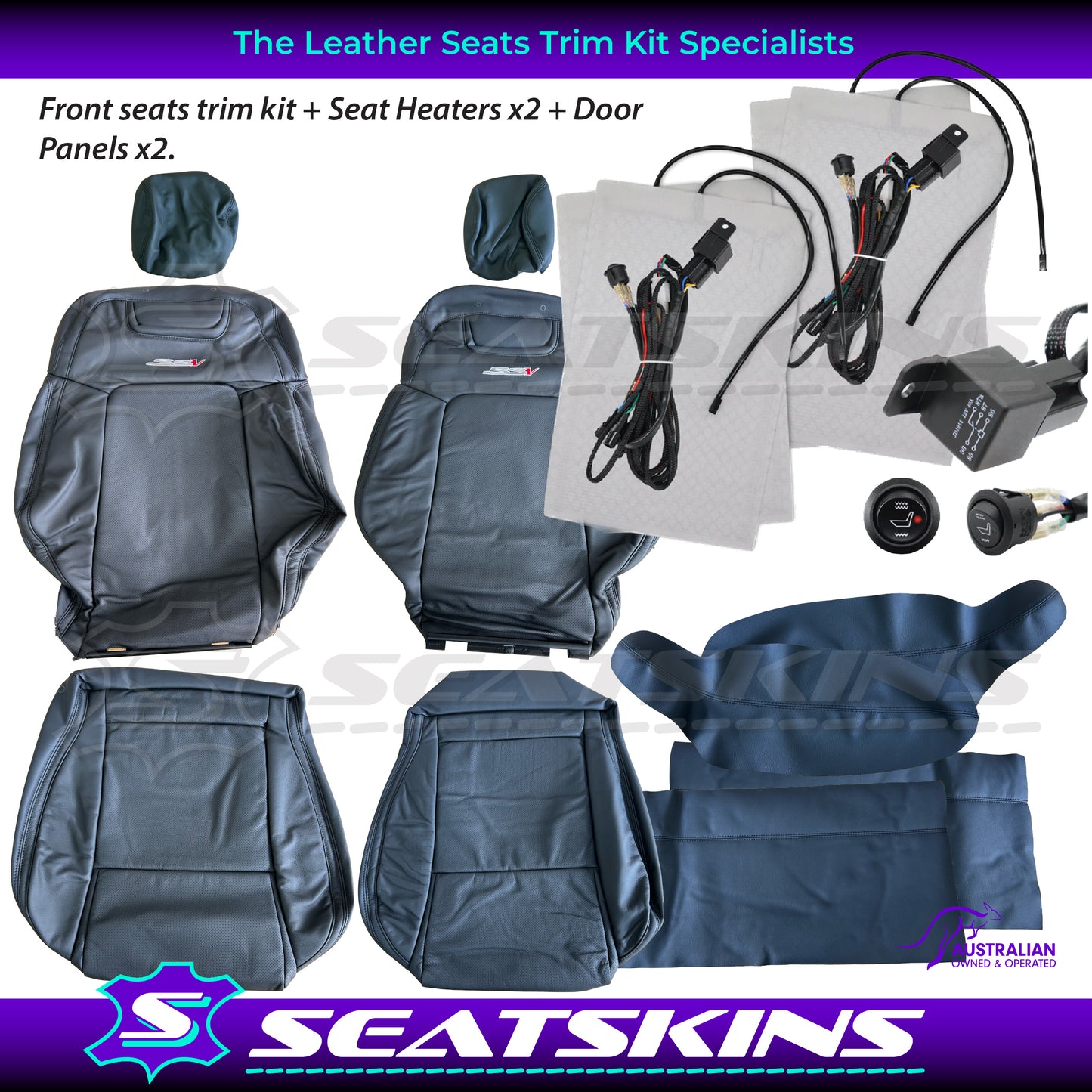 LEATHER SEATS TRIM KIT FOR HOLDEN VE SSV UTE SSV LOGO EMBROIDERED WITH RED V