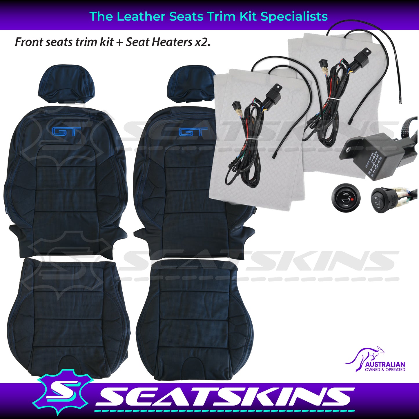 LEATHER SEATS TRIM KIT SKINS FOR FORD/FPV BA/BF GT 2 SEATER