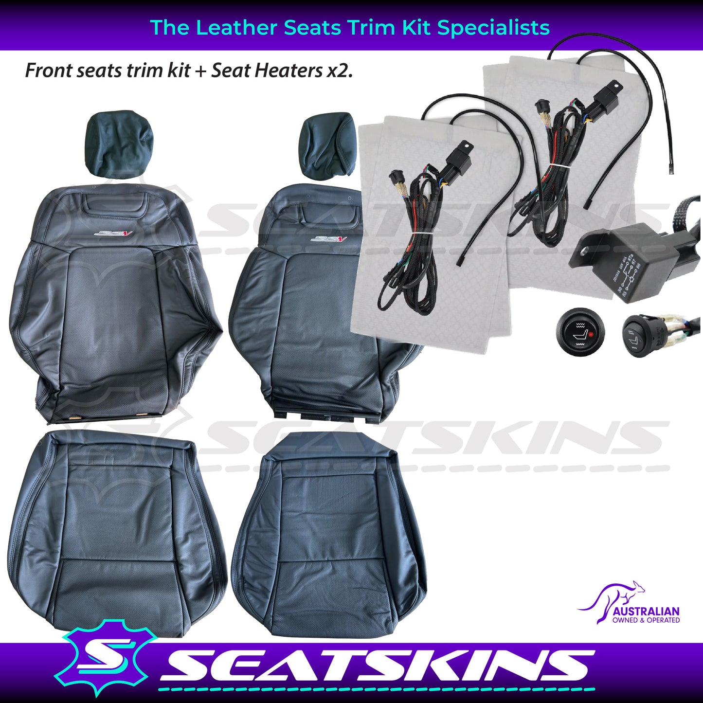 LEATHER SEATS TRIM KIT FOR HOLDEN VE SSV UTE SSV LOGO EMBROIDERED WITH RED V