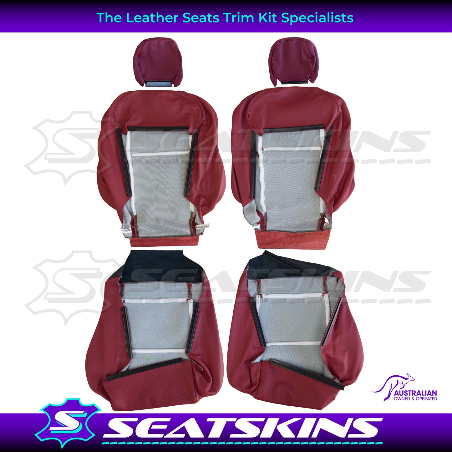 LEATHER SEATS TRIM KIT FOR HOLDEN VT-VX-VU SS 2 SEATS REDHOT