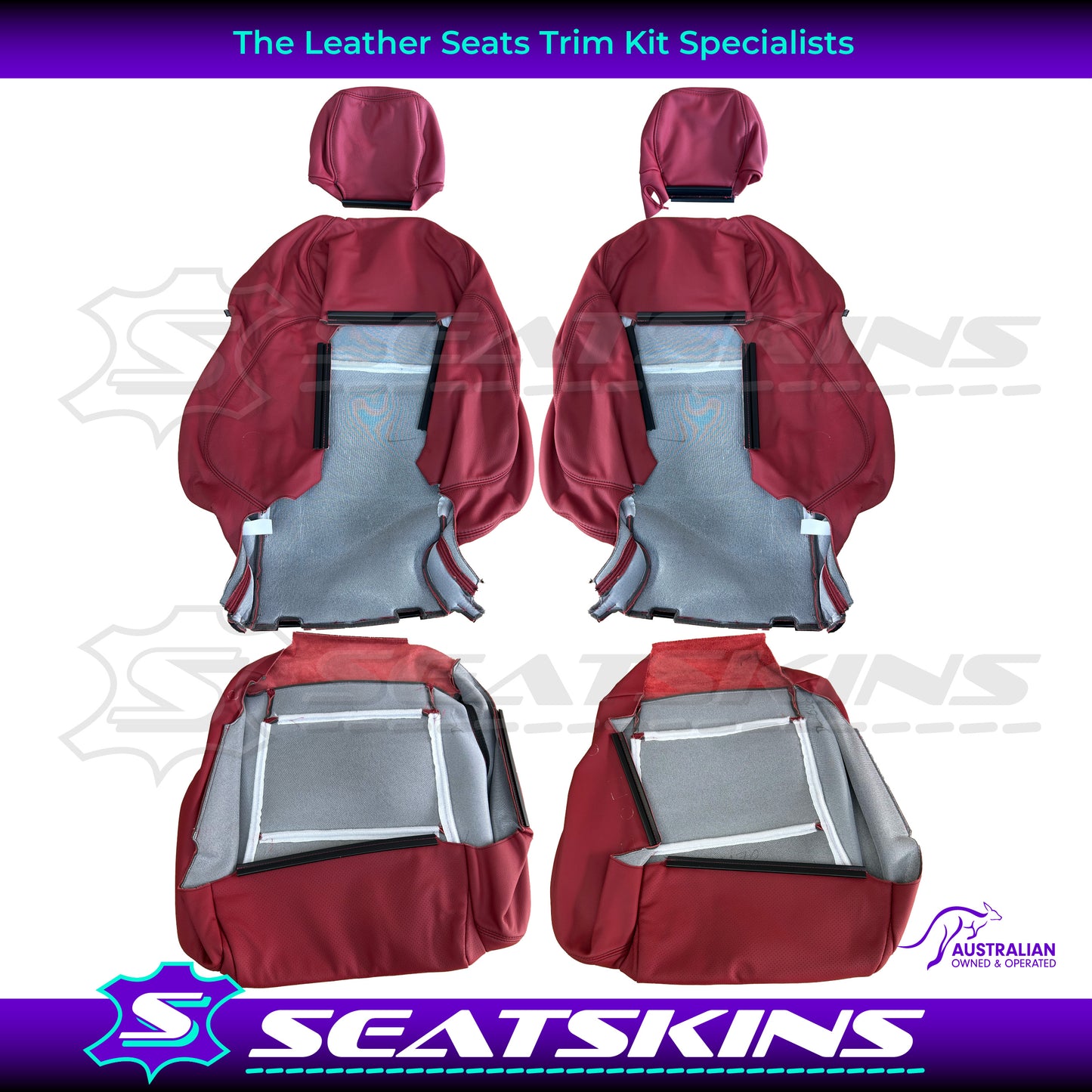 LEATHER SEATS TRIM KIT FOR HOLDEN VY S2 / VZ SS SEDAN RED HOT FACTORY STYLE