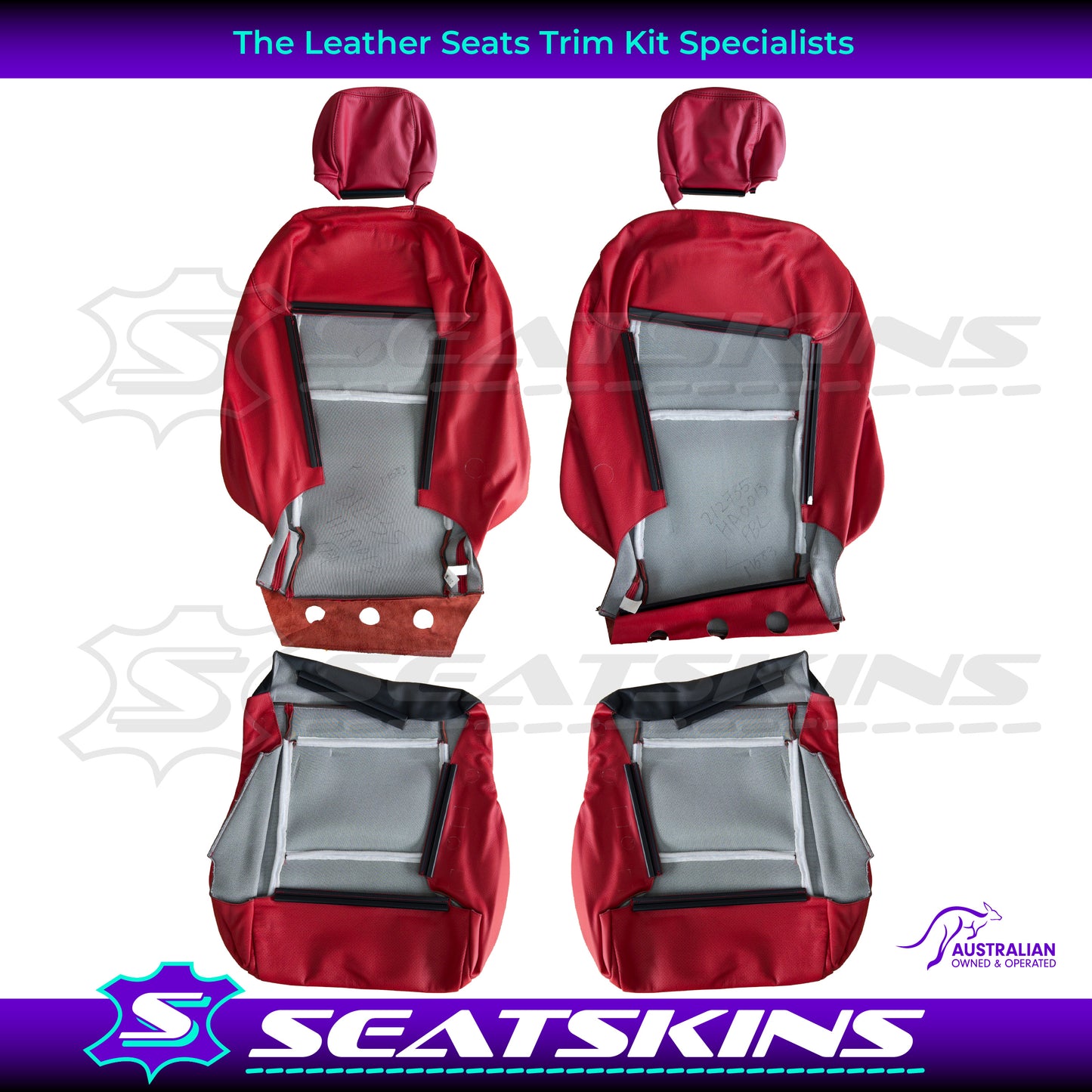 LEATHER SEATS TRIM KIT SKINS FOR HOLDEN VX MONARO 2 SEATS ONLY RED HOT