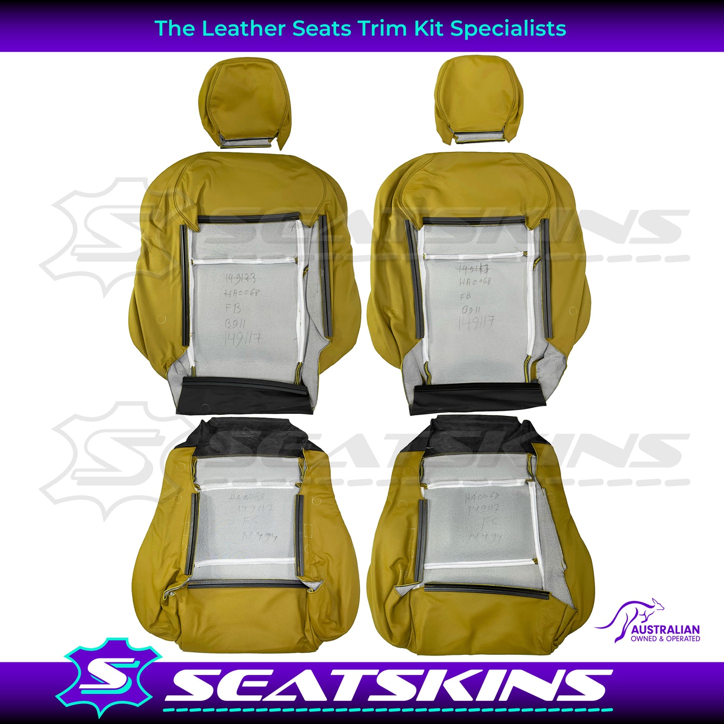 LEATHER SEATS TRIM KIT FOR HYPER YELLOW VX VU SS SEDAN OR UTE REPRO PRE-ORDER