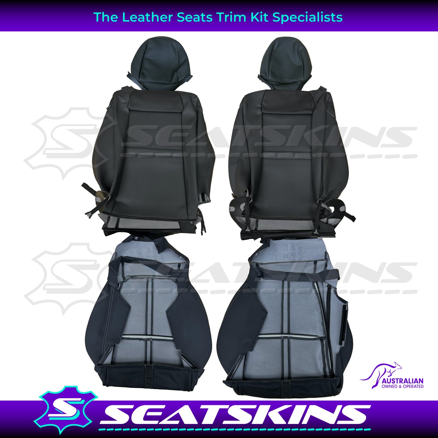 LEATHER SEATS TRIM KIT FOR VF SS/SSV/REDLINE UTE NAPPA LEATHER WITH SILVER STITCHING