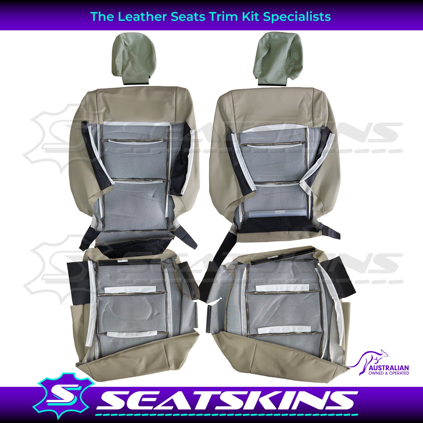 LEATHER SEATS TRIM KIT FOR TOYOTA LANDCRUISER 100 SERIES SAHARA BEIGE 5 SEATS
