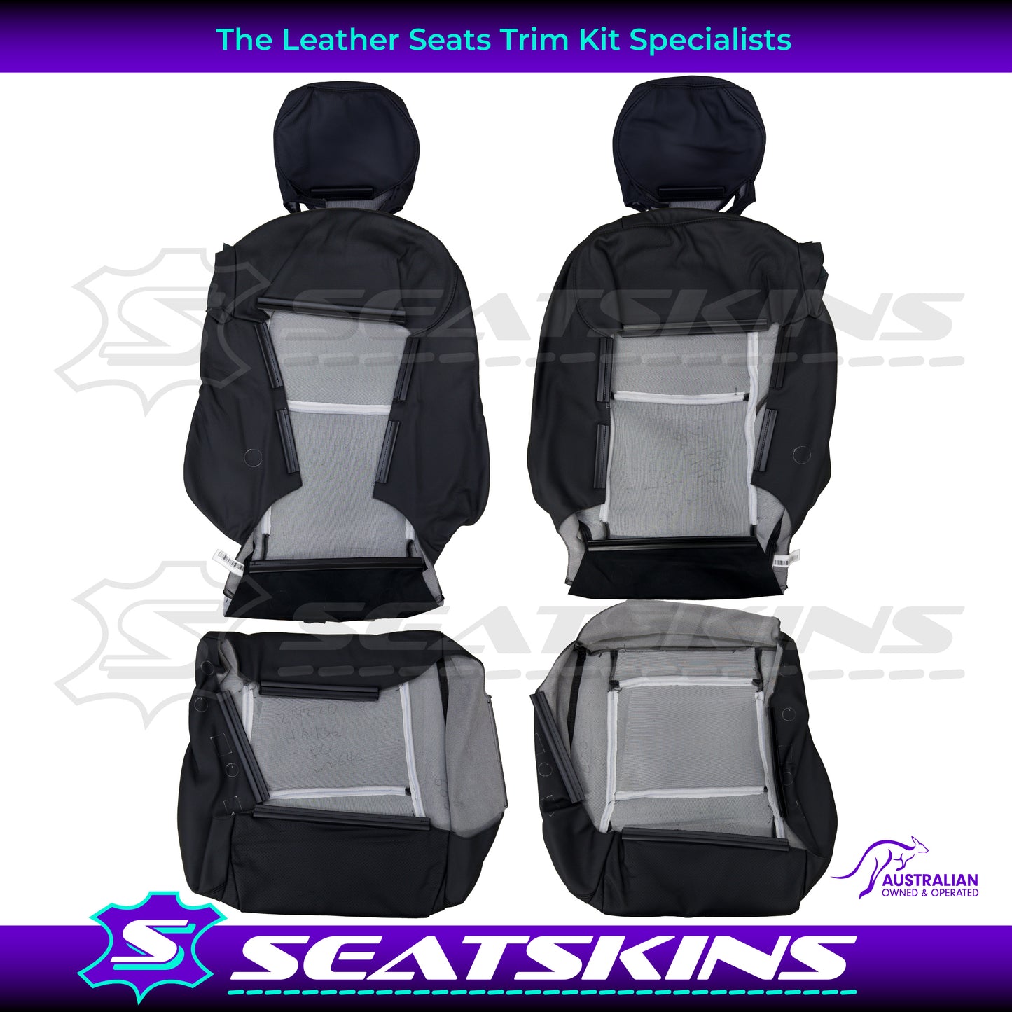 LEATHER SEATS TRIM KIT FOR VX/VY MONARO 2 SEATS BLACK LEATHER