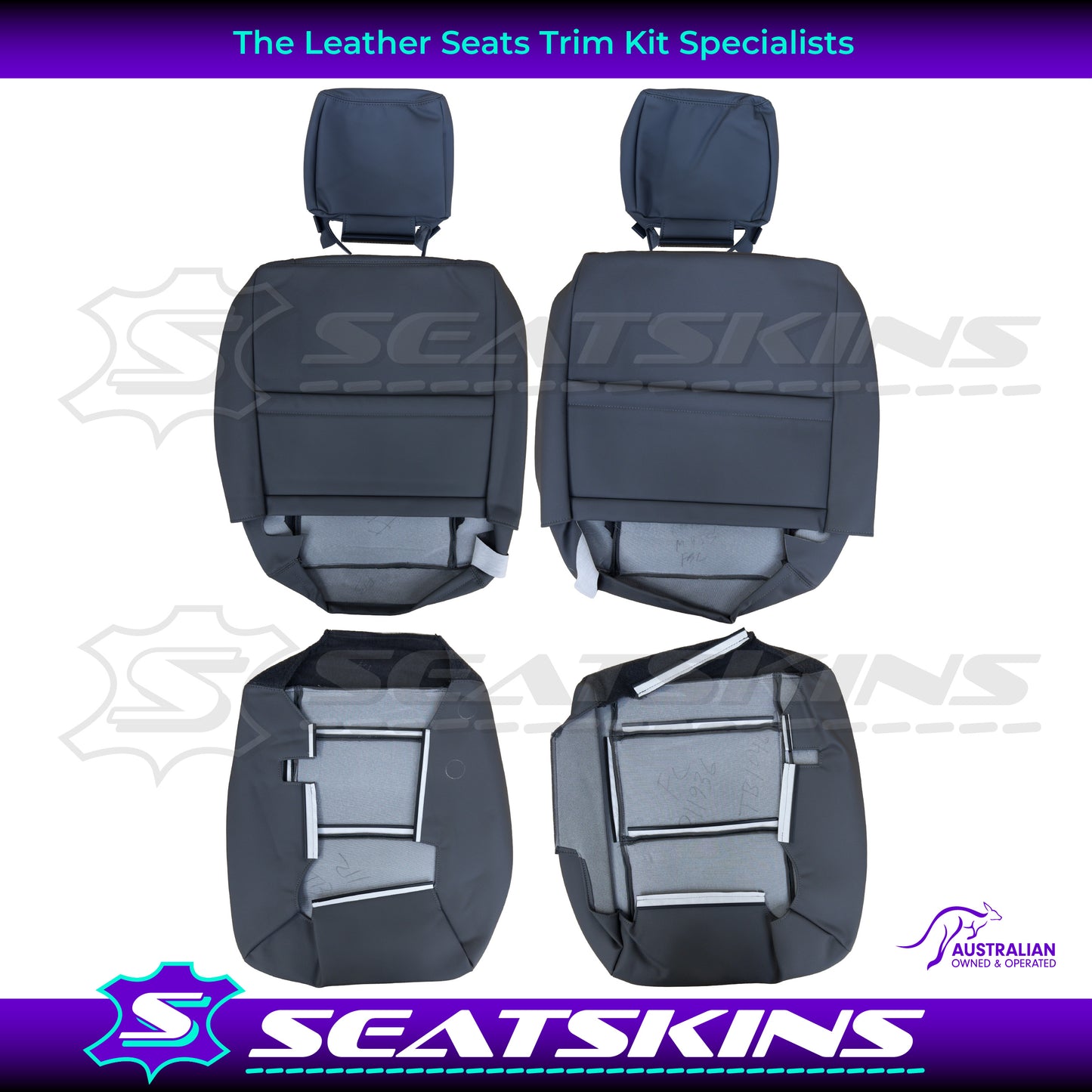 LEATHER SEATS TRIM KIT FOR TOYOTA LANDCRUISER 79 SERIES DARK GREY FRONT SEATS ONLY