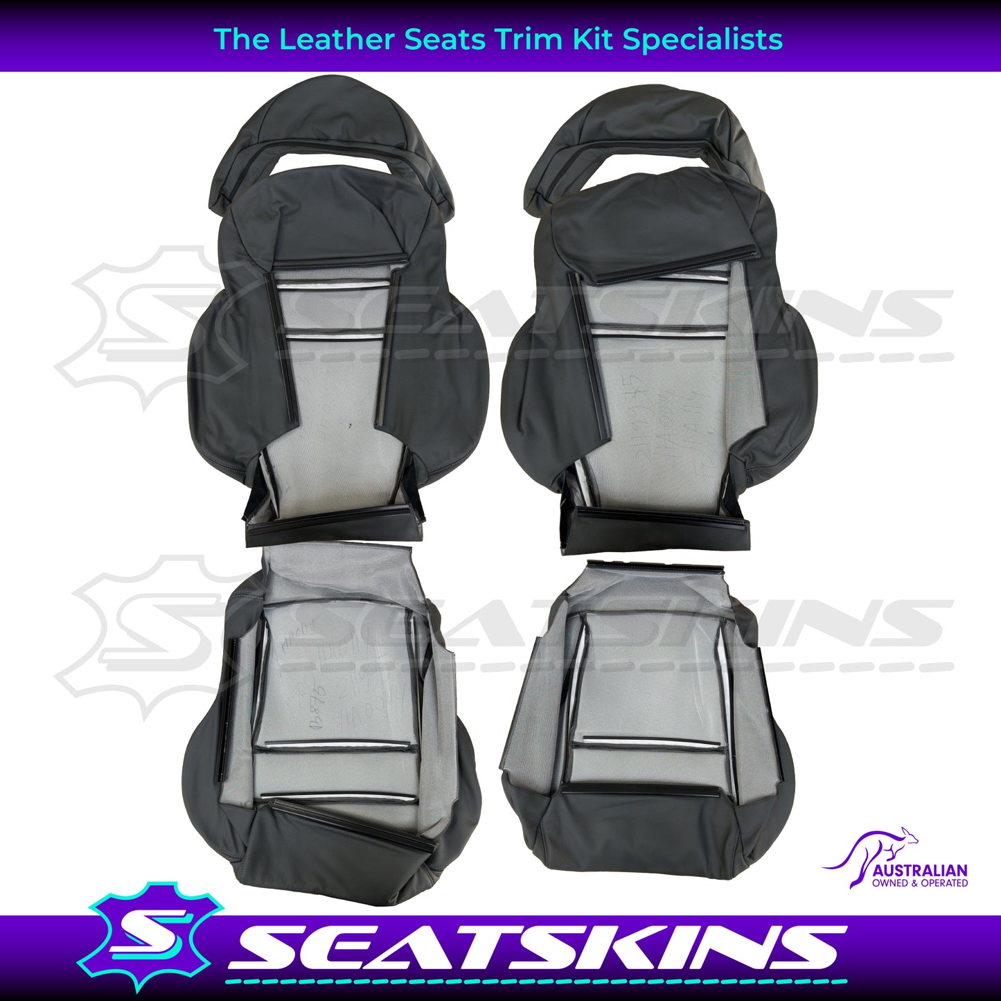 LEATHER SEATS TRIM KIT FOR HSV 2 VT/VX COULSON 2 SEATS PEWTER GREY LEATHER