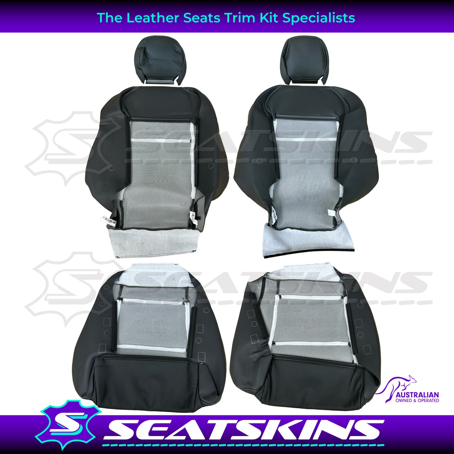 LEATHER SEATS TRIM KIT FOR HOLDEN VY SS SERIES 1 UTE WHITE STITCHING