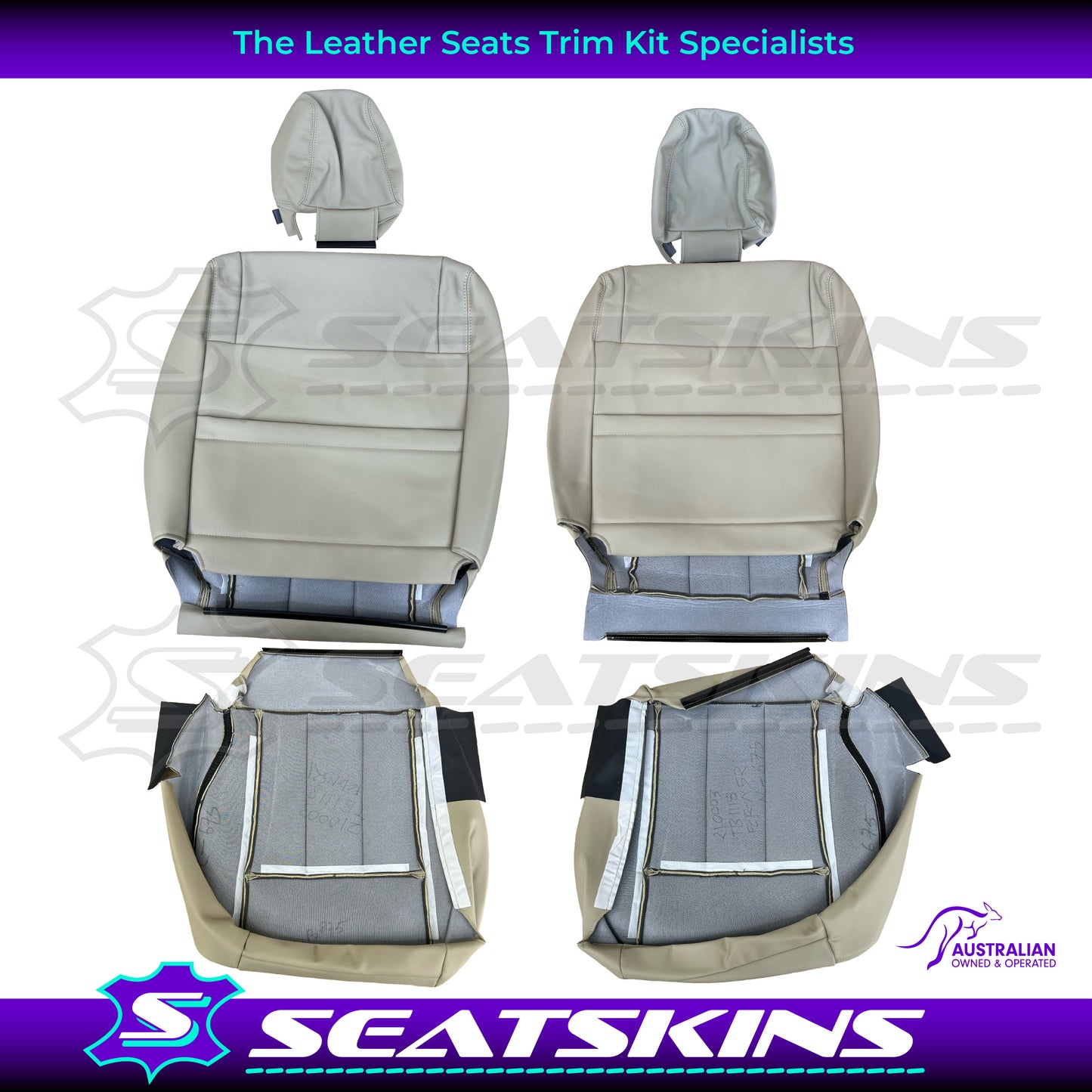 LEATHER SEATS TRIM KIT FOR TOYOTA 100 SERIES LIGHT BEIGE 5 SEATS GX/GXL