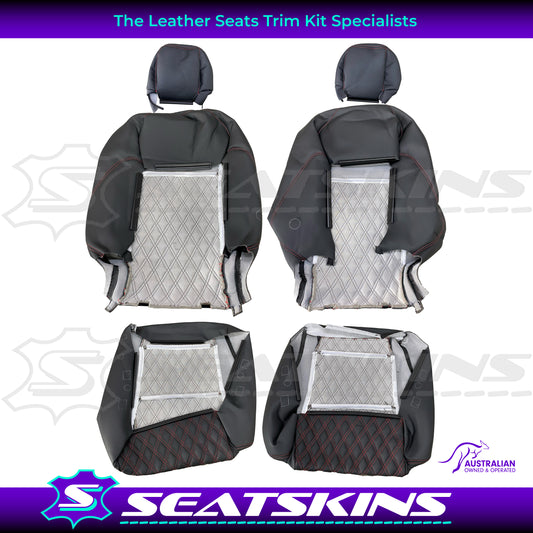 LEATHER SEATS TRIM KIT SKINS FOR HOLDEN VY S2/VZ SS SEDAN BLACK/RED DIY INST
