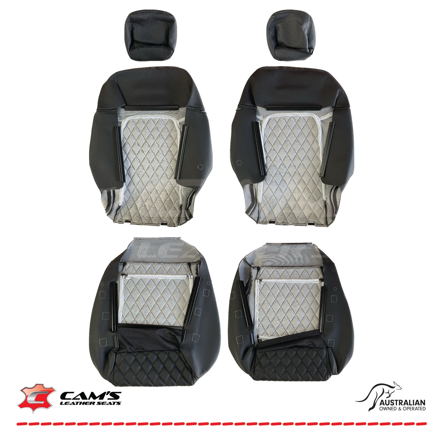 LEATHER SEATS TRIM KIT FOR VE SS 2 FRONT SEATS OR UTE ONYX & GREY DIAMOND