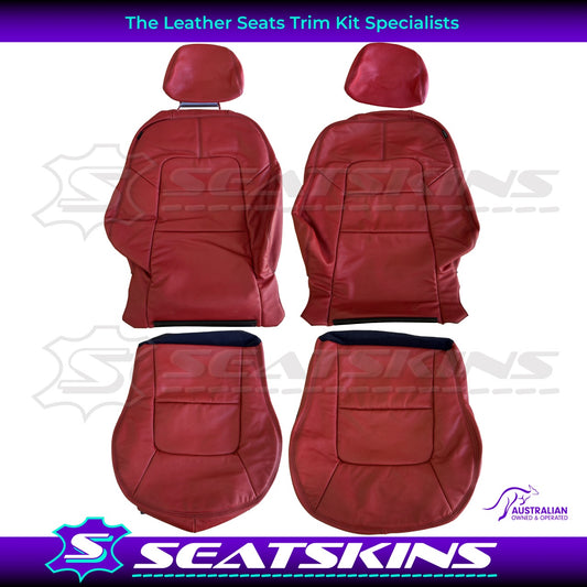 LEATHER SEATS TRIM KIT FOR FORD/FPV FORCE 8 RED LEATHER FACTORY STYLE 2 FRONT SEATS