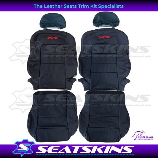 LEATHER SEATS TRIM KIT SKINS FOR FORD BA/BF FRONT SEATS RED XR LOGO OEM STYLE