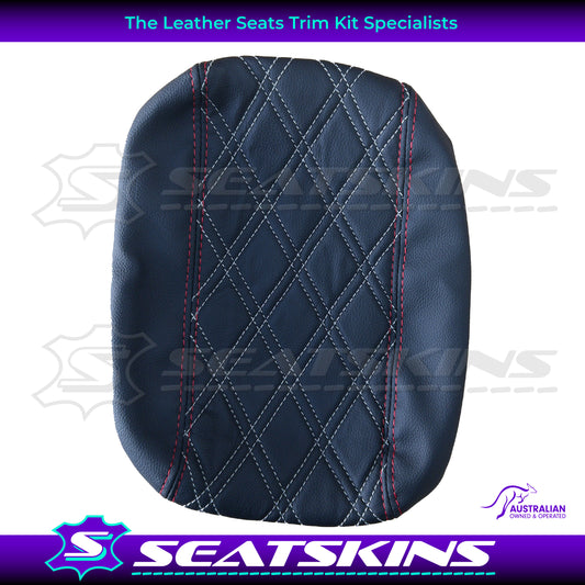 CONSOLE COVER FOR HOLDEN VE/VF MID HEIGHT ONYX BLACK RED AND SILVER DIAMOND STITCH