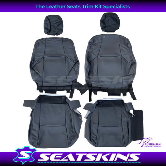 LEATHER SEATS TRIM KIT SKINS FOR TOYOTA LANDCRUISER PRADO 2 SEATS DARK GREY