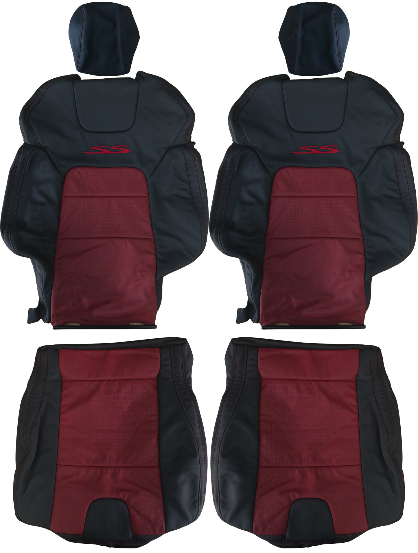 LEATHER SEATS TRIM KIT FOR VE SS SSV GTS STYLE ONYX & RED HOT INSERTS 2 SEATS