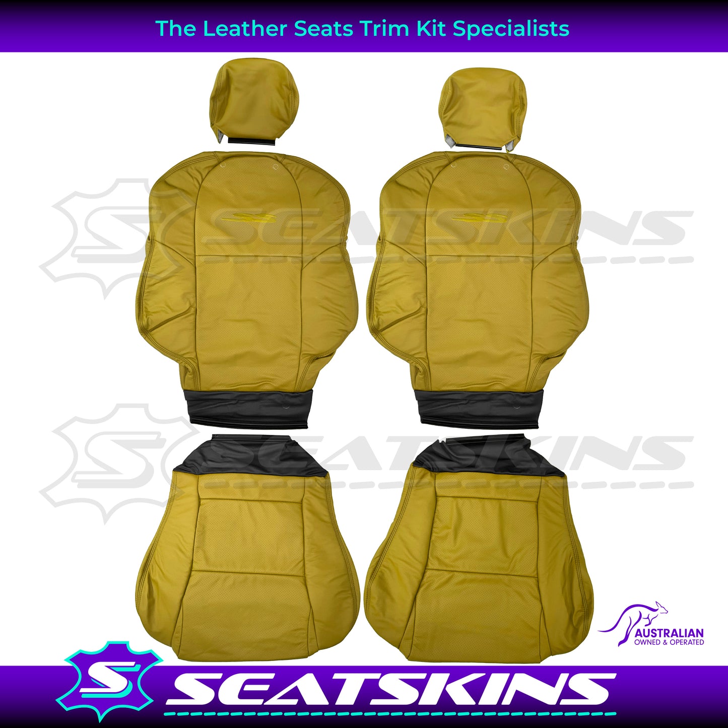 LEATHER SEATS TRIM KIT FOR HYPER YELLOW VX VU SS SEDAN OR UTE REPRO PRE-ORDER