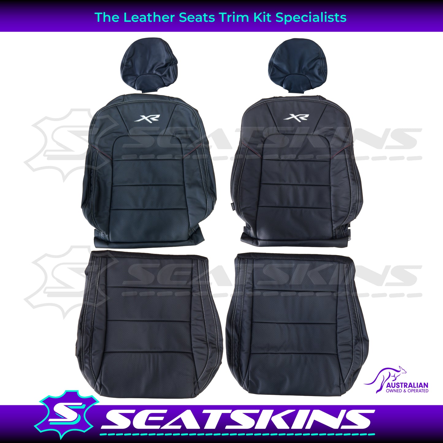 LEATHER SEATS TRIM KIT SKINS FOR FORD FG-X FALCON FRONT SEATS XR LOGO