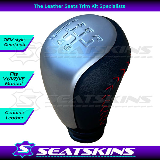 MANUAL GEAR SHIFT KNOB AND CAP TO FIT HOLDEN VY/VZ/VE RED STITCHING
