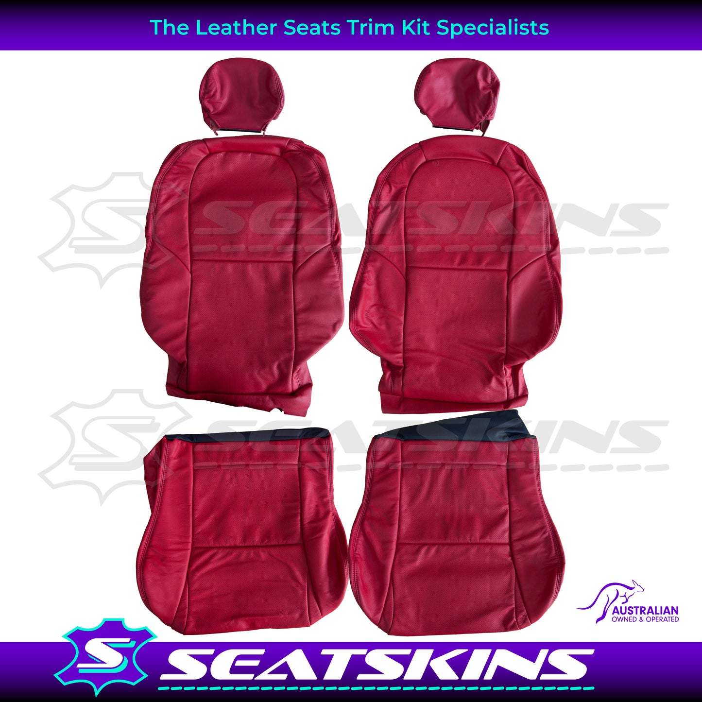 LEATHER SEATS TRIM KIT SKINS FOR HOLDEN VX MONARO 2 SEATS ONLY RED HOT