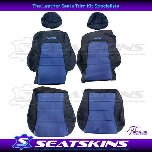 LEATHER SEATS TRIM KIT FOR FORD BA/BF XR FRONT 2 SEATS BLACK/BLUE