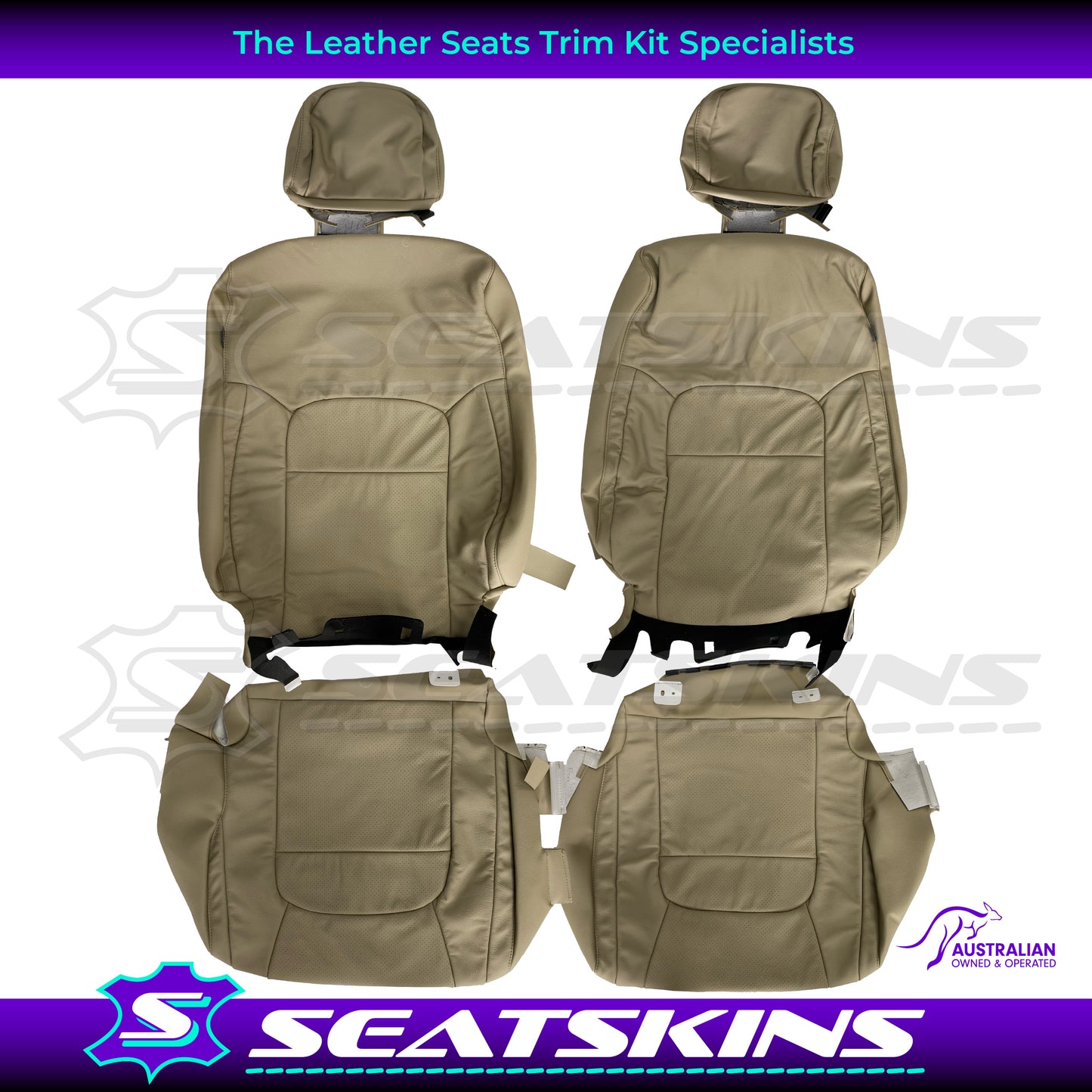 LEATHER SEATS TRIM KIT FOR TOYOTA LANDCRUISER 200 SERIES BEIGE 2 SEATS