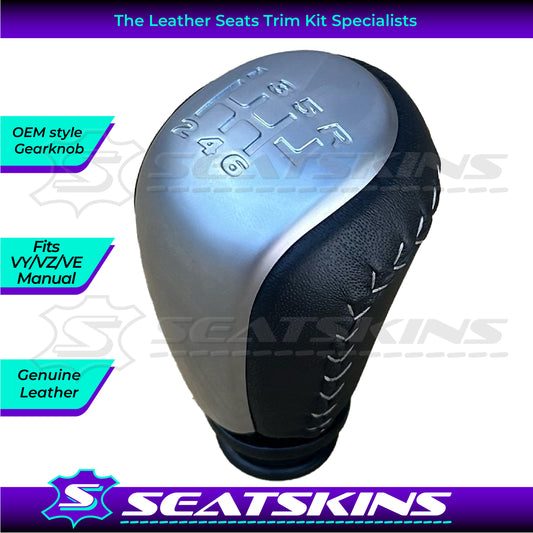MANUAL GEAR SHIFT KNOB AND CAP TO FIT HOLDEN VY/VZ/VE SILVER STITCHING