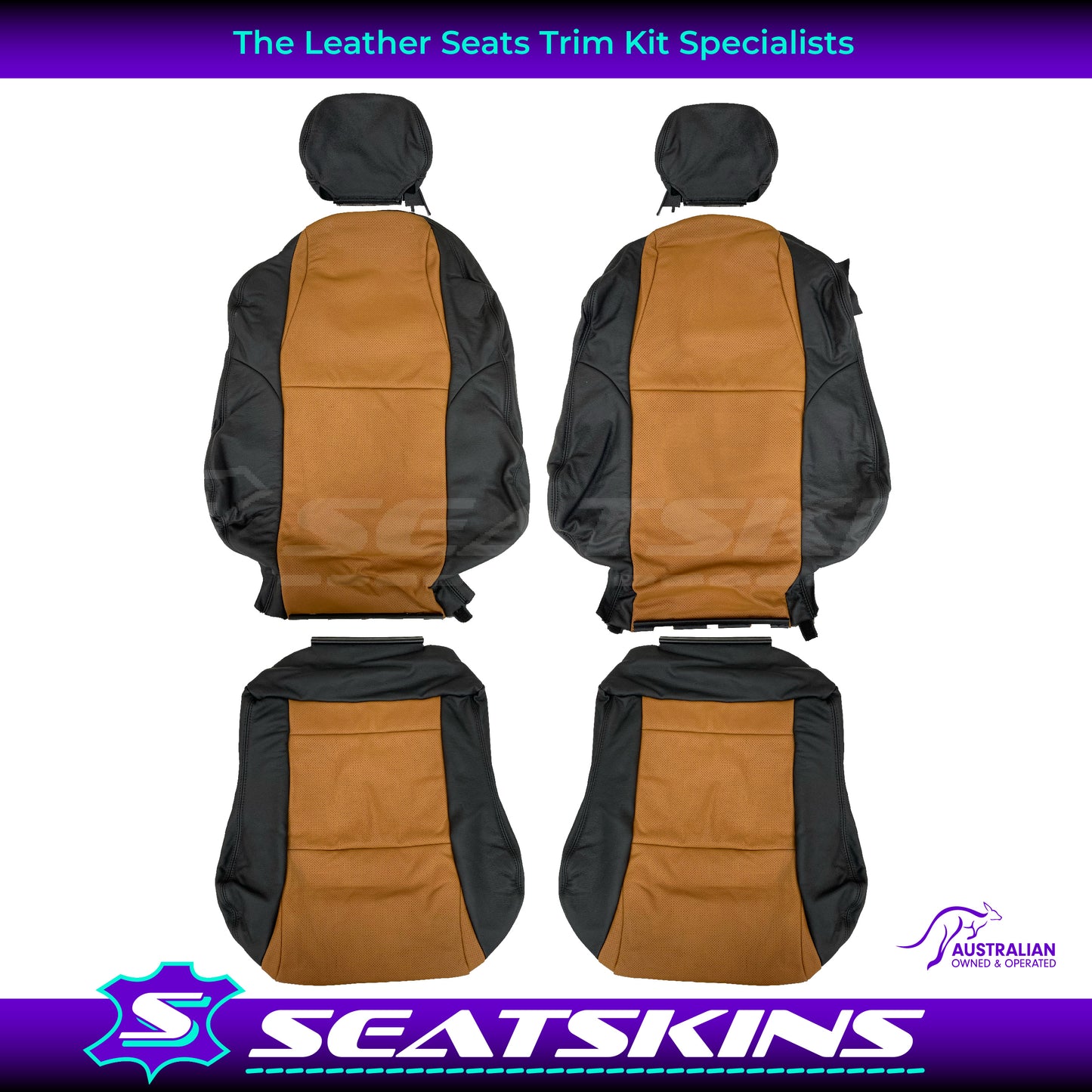 LEATHER SEATS TRIM KIT SKINS FOR HOLDEN VZ MONARO CV8-Z ANTHRACITE / TAN CV8Z