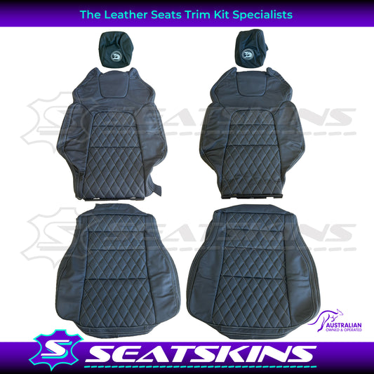 LEATHER SEATS TRIM KIT FOR HSV VE GTS FRONT 2 SEATS BLACK NAPPA LEATHER W/DIAMONDS