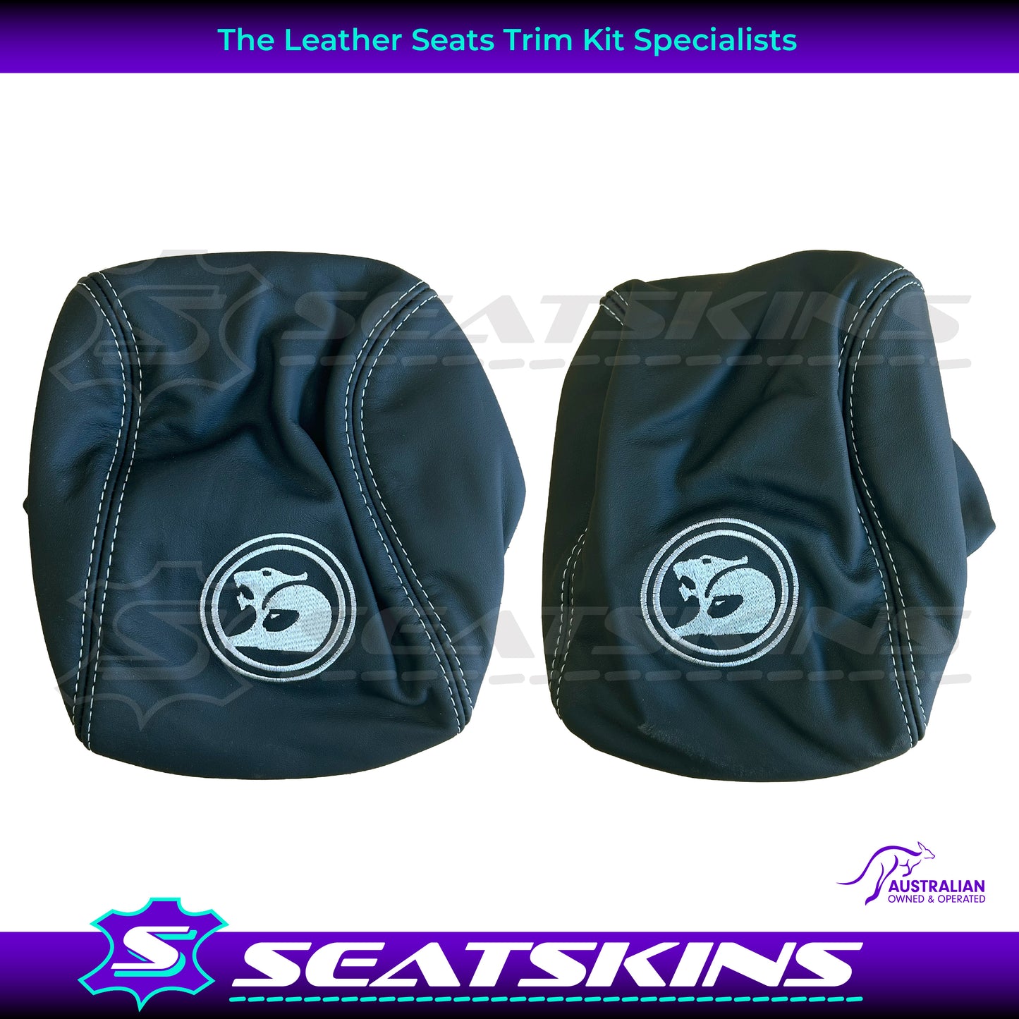 LEATHER SEATS TRIM KIT FOR HSV VE GTS UTE WHITE DIAMOND STITCHING HSV LOGO