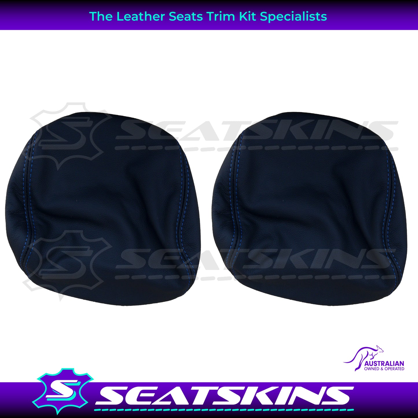 LEATHER SEATS TRIM KIT FOR HOLDEN VE CLUBSPORT 2 SEATS BLUE INSERTS BLUE STITCHING