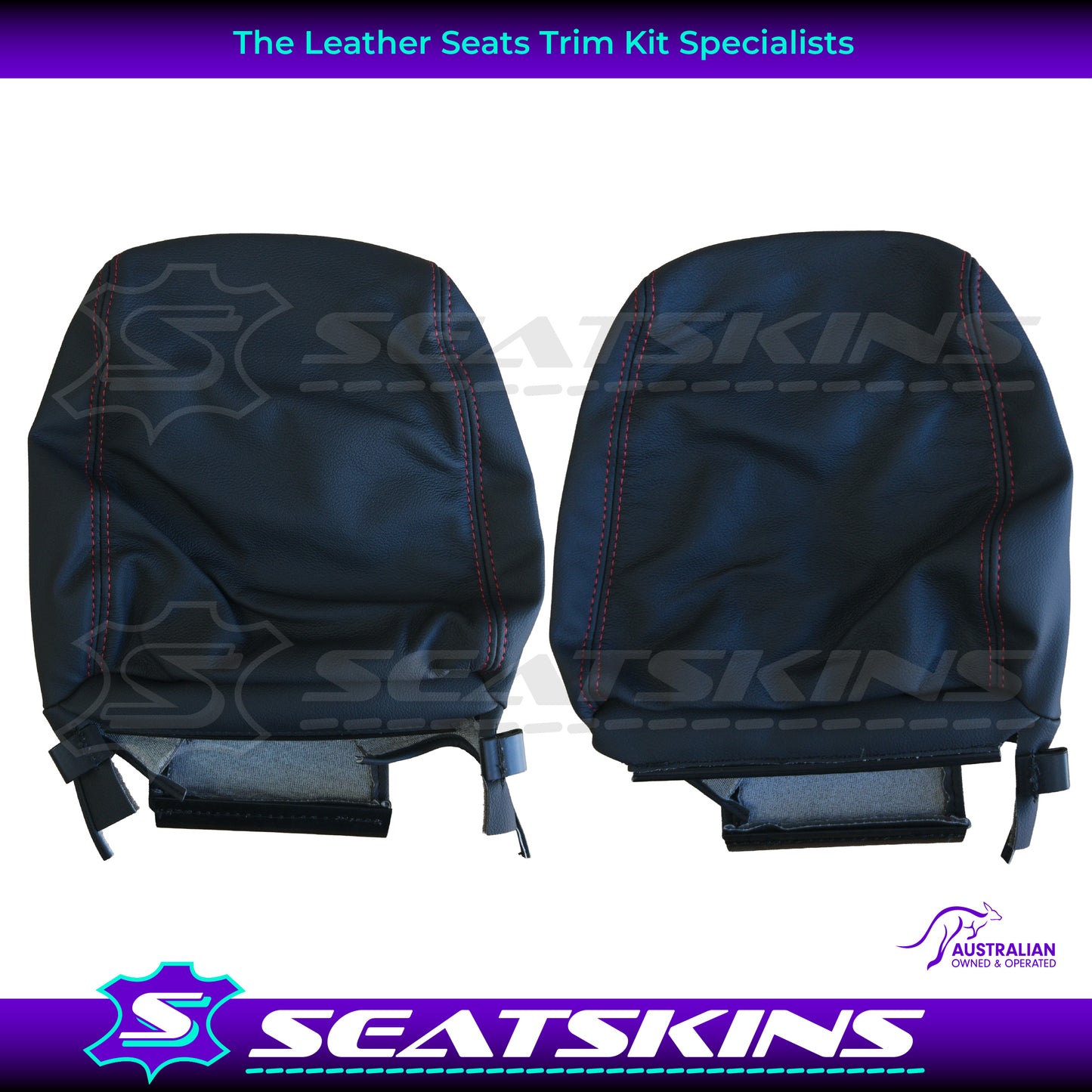 LEATHER SEATS TRIM KIT SKINS FOR SUZUKI JIMNY XL- BLACK LEATHER PLAID INSERT