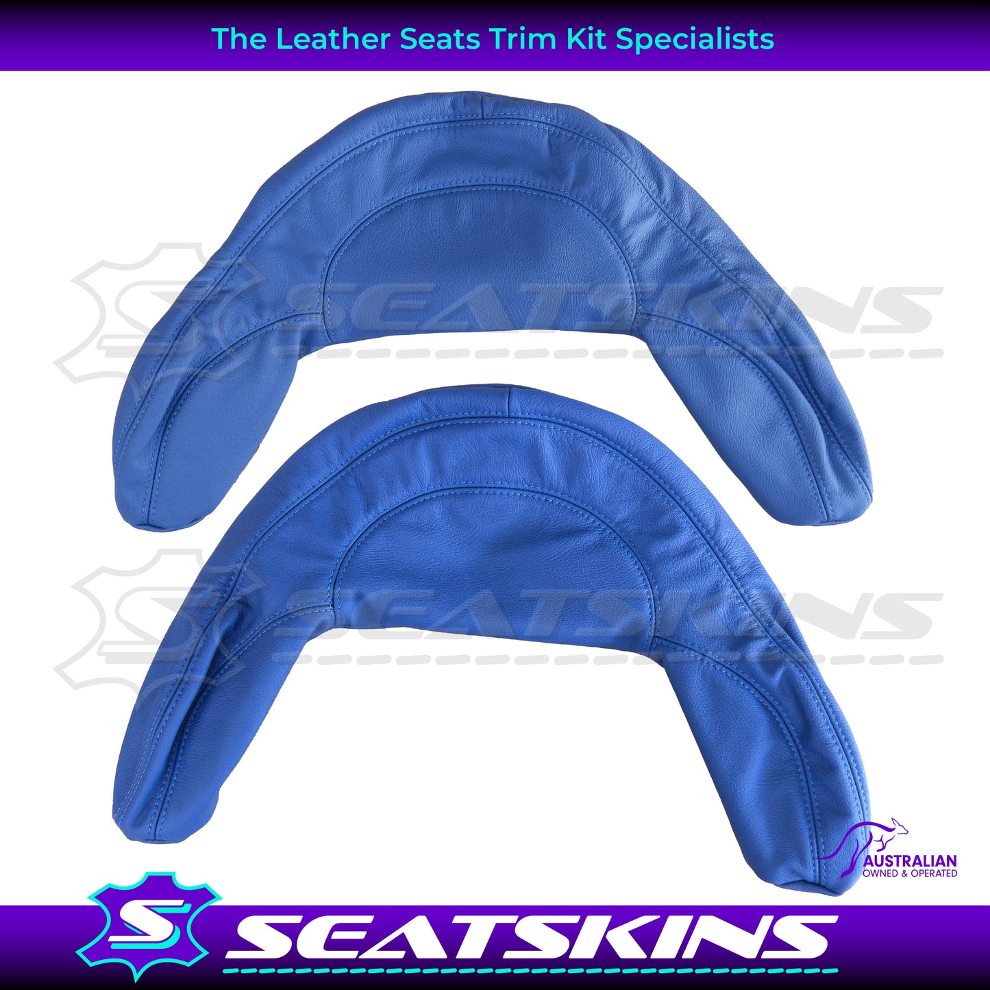 LEATHER SEATS TRIM KIT FOR HOLDEN HSV VY / VZ COULSON 2 SEATS BLUE SS LOGOS