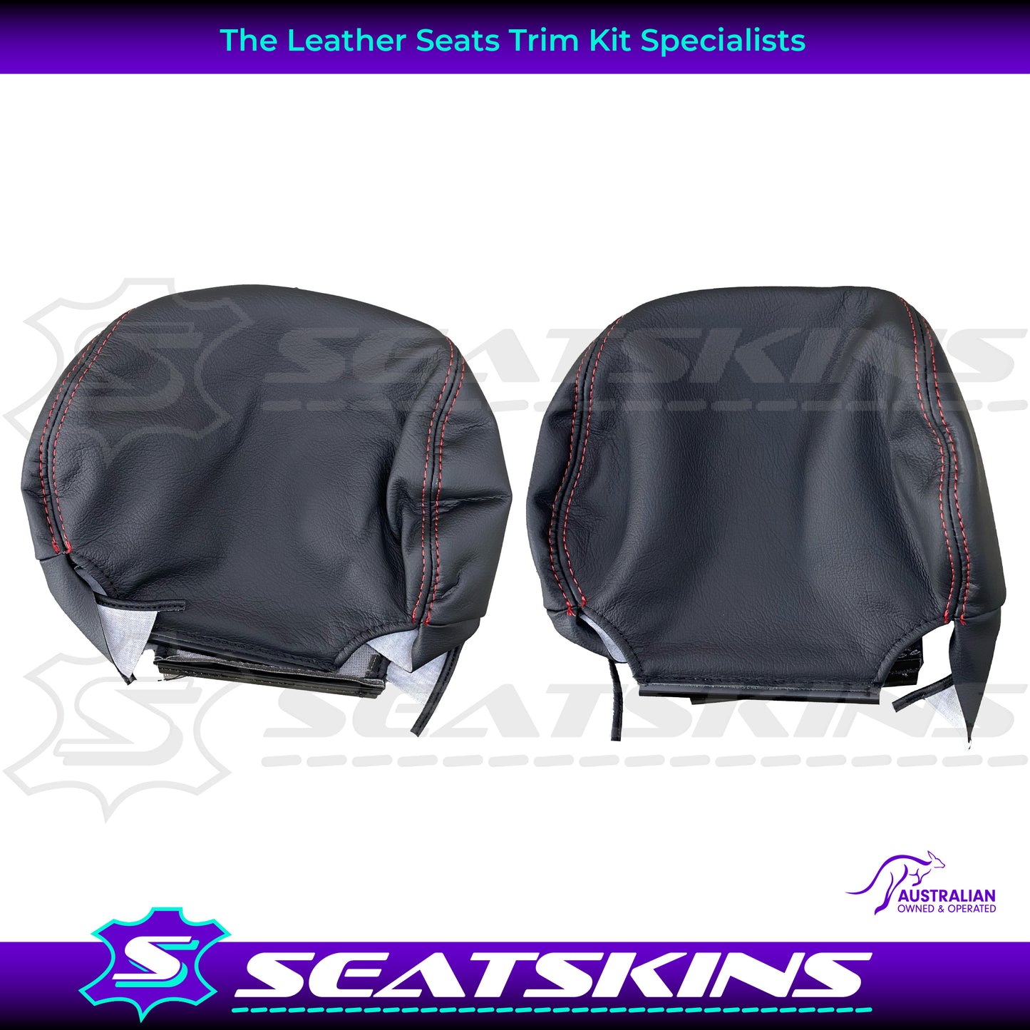 LEATHER SEATS TRIM KIT SKINS FOR HOLDEN VY S2 / VZ SS SSZ UTE BLACK/RED DIY INST