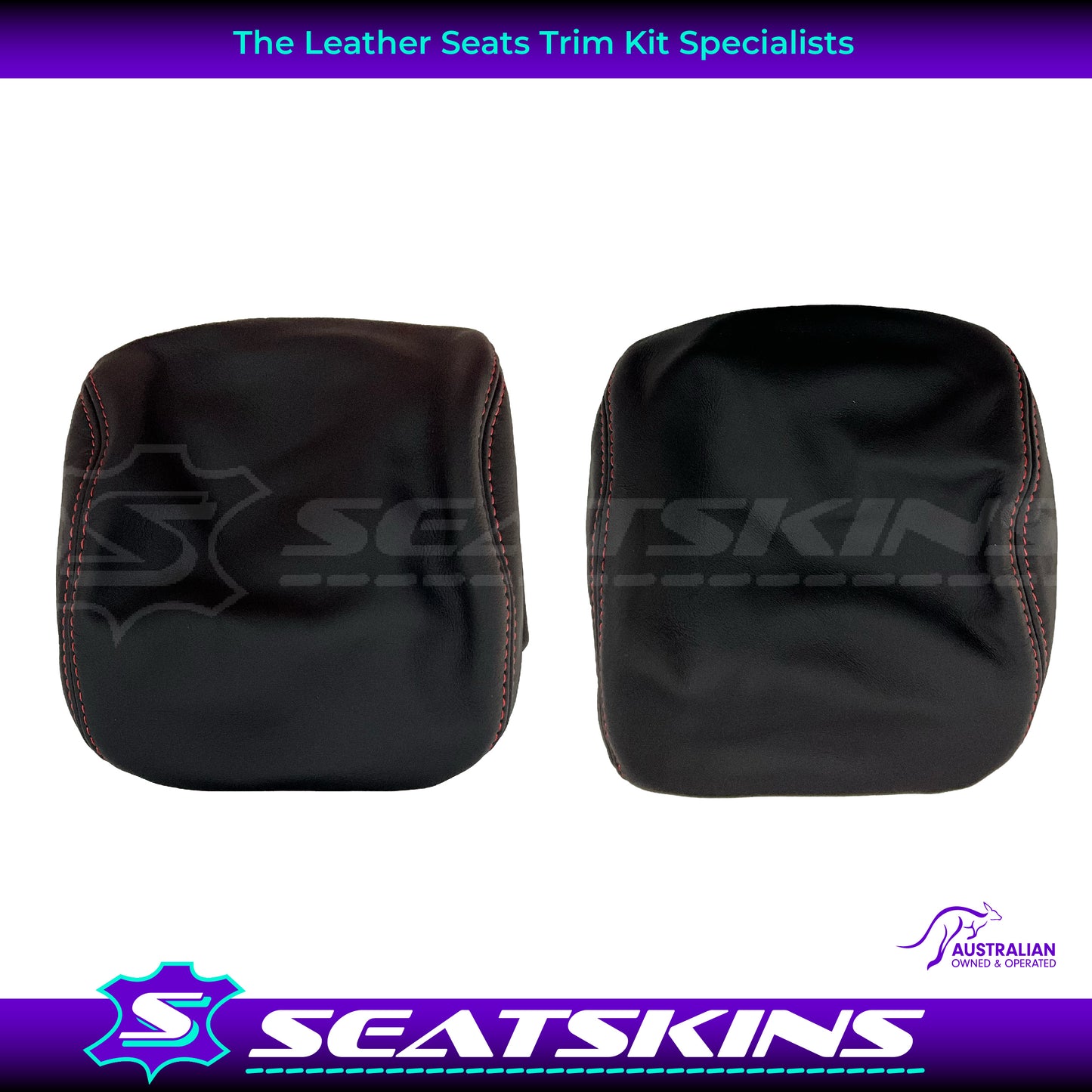 LEATHER SEATS TRIM KIT FOR HOLDEN VE SS SSV UTE ONYX WITH RED STITCHING