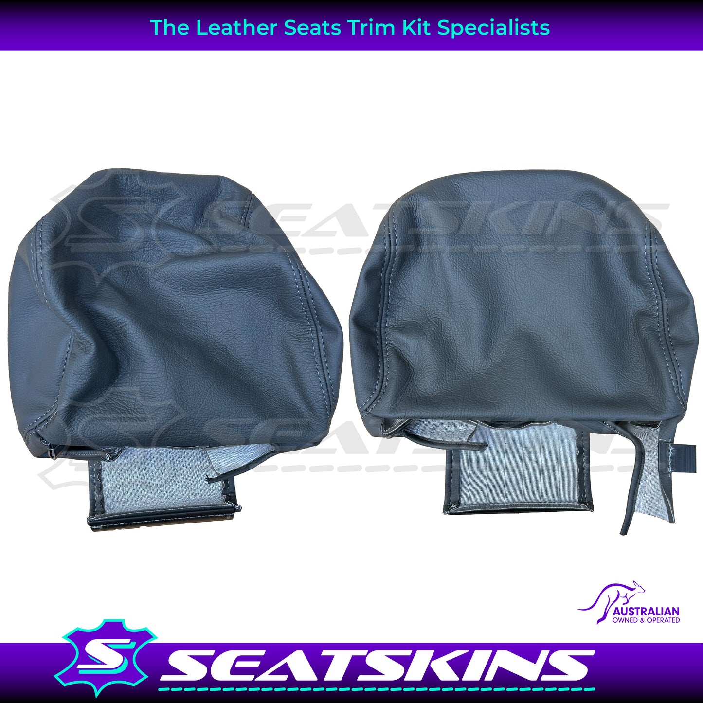 LEATHER SEATS TRIM KIT FOR TOYOTA 100/105 SERIES DARK GREY GREY STITCHING 2 FRONT SEAT GXL