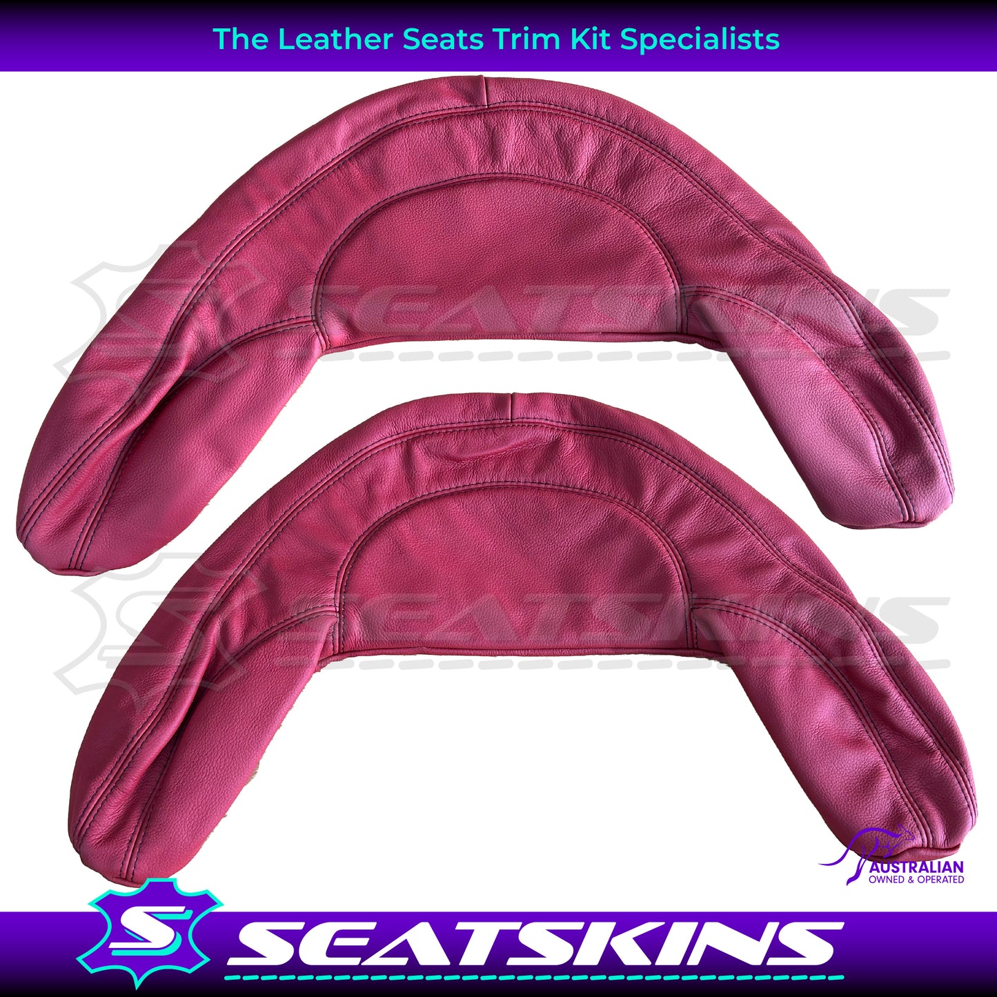 LEATHER SEATS TRIM KIT FOR HSV COULSON 2 SEATER VT/VX RED LEATHER BLACK SS LOGO