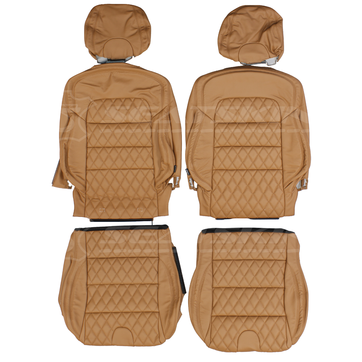 LEATHER SEATS TRIM KIT SKINS FOR FORD BA GT STYLE FRONT 2 SEATS TAN DIAMOND STITCH