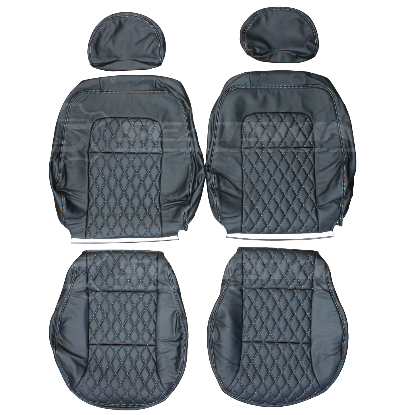 LEATHER SEATS TRIM KIT SKINS FOR FORD AU XR SEDAN SILVER DIAMOND STITCH 5 SEATS