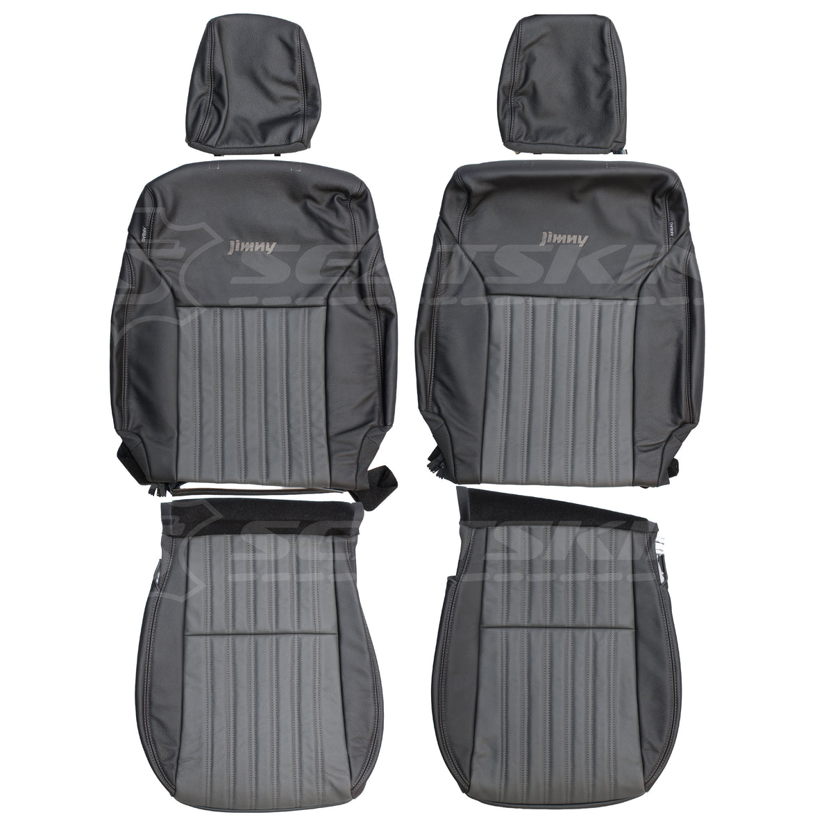 Replacement leather seat trim kit for suzuki jimny xl black & grey leather 2 seats