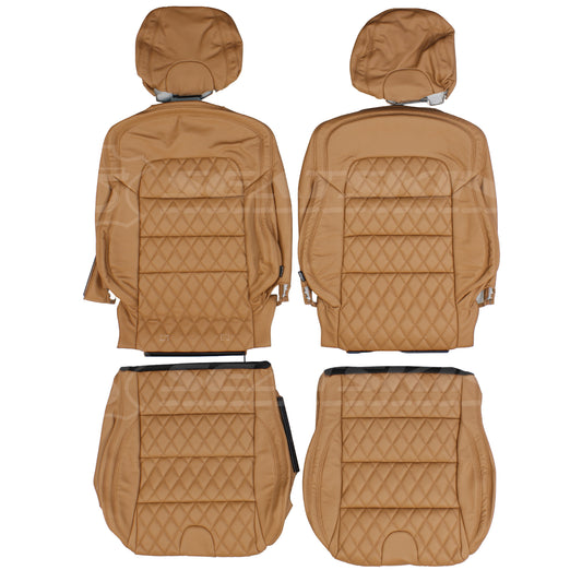 LEATHER SEATS TRIM KIT SKINS FOR FORD BA GT STYLE FRONT 2 SEATS TAN DIAMOND STITCH