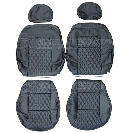 LEATHER SEATS TRIM KIT SKINS FOR FORD AU XR SEDAN SILVER DIAMOND STITCH 5 SEATS